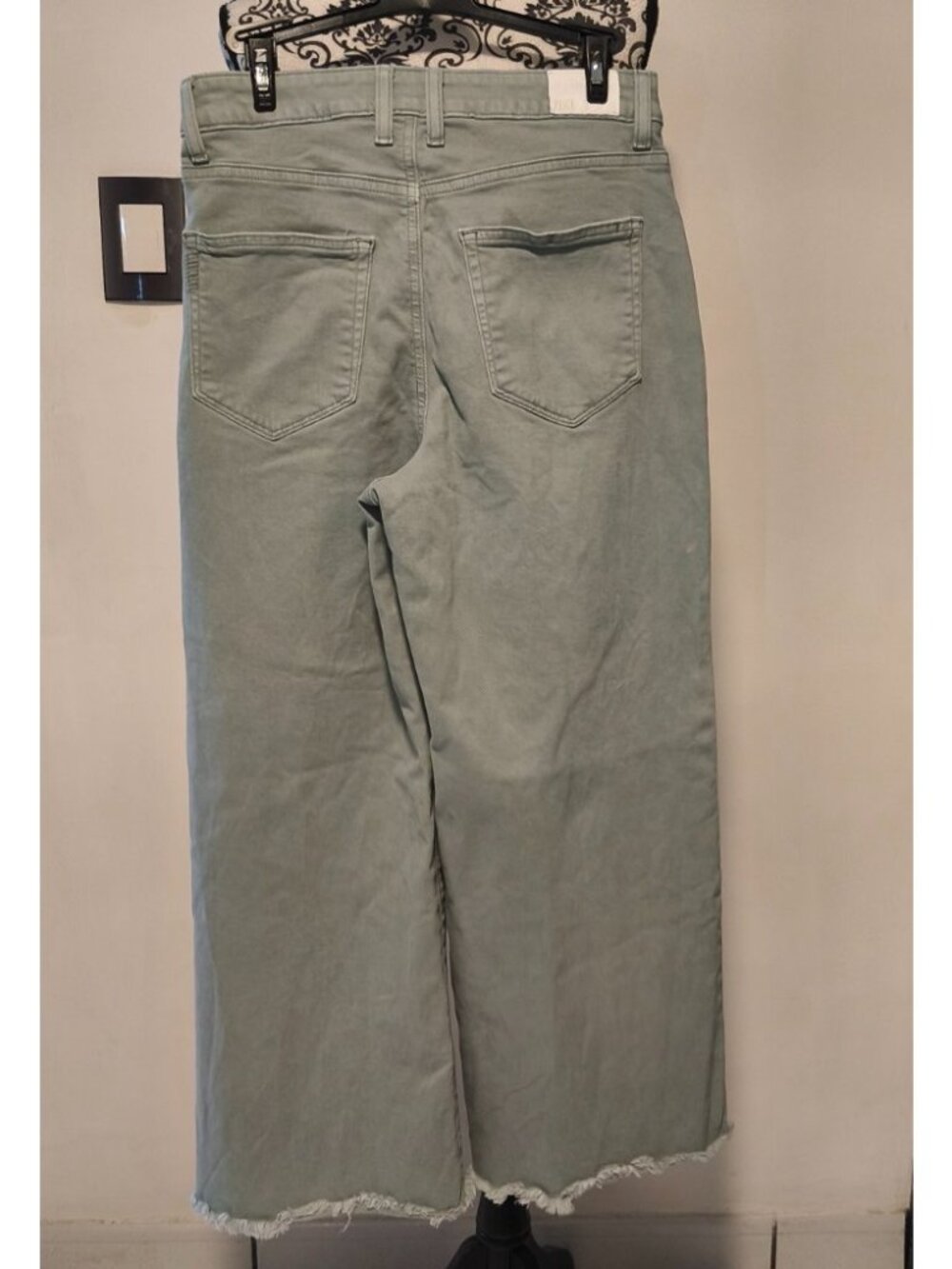 PAIGE Harper Wide Leg Jeans 29 High Rise Ankle Green Cropped Denim Women - Picture 5 of 9